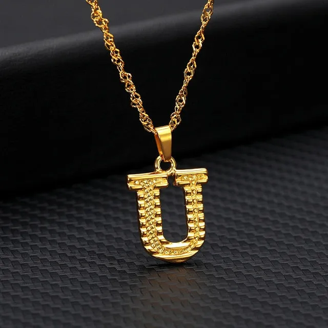 Gold Initial Letter Necklace