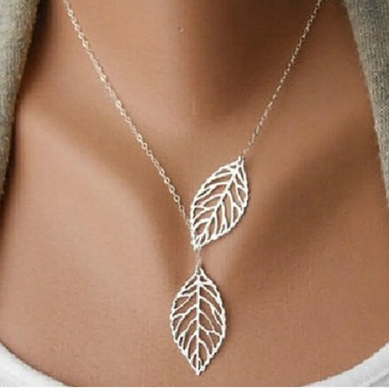 Golden Hollow Leaves Necklace
