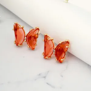 Golden Red Glass Butterfly Studs