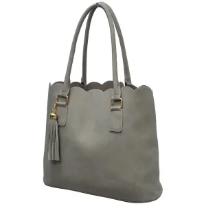 Gray NGIL Faux Leather Scallop Fashion Bag