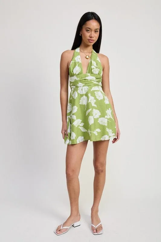 ❤️GYPSY FOX - Floral Halter Neck Mini Dress