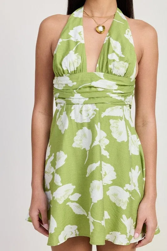 ❤️GYPSY FOX - Floral Halter Neck Mini Dress