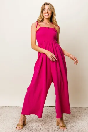❤️GYPSY - Textured Smocked Sleeveless Jumpsuit by BiBi