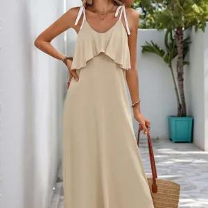 GYPSY - Tied Ruffled Sleeveless Dress