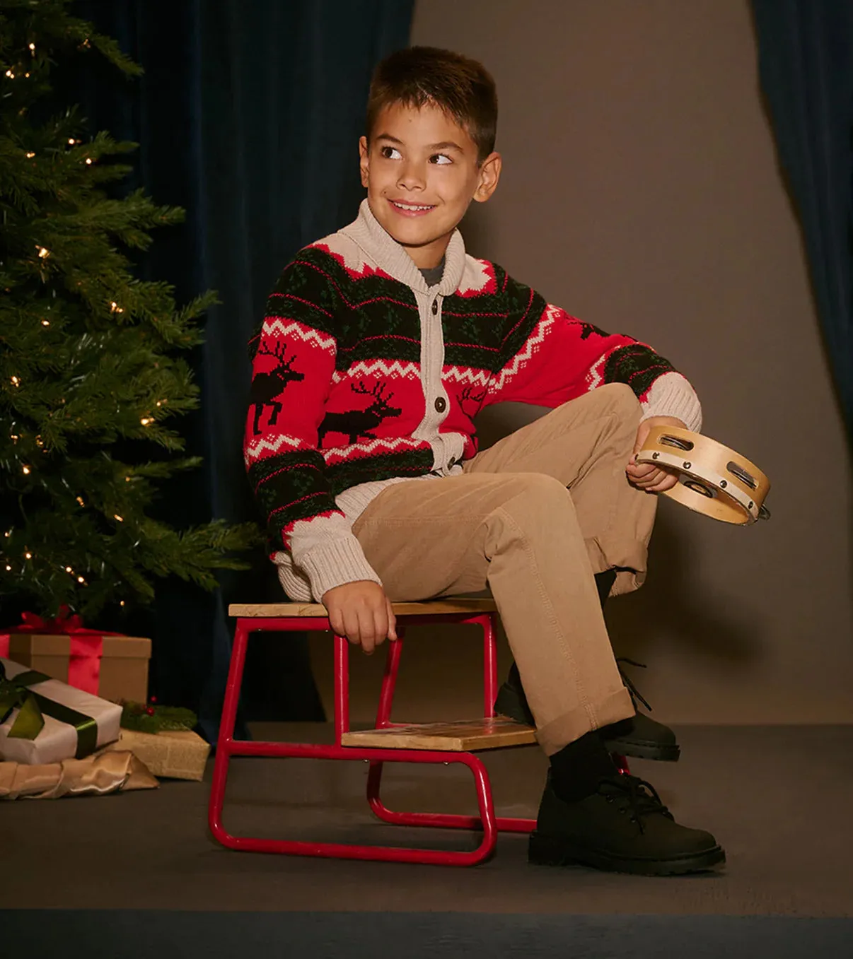 Hatley Boys Holiday Elks Shawl Collar Cardigan