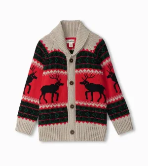 Hatley Boys Holiday Elks Shawl Collar Cardigan