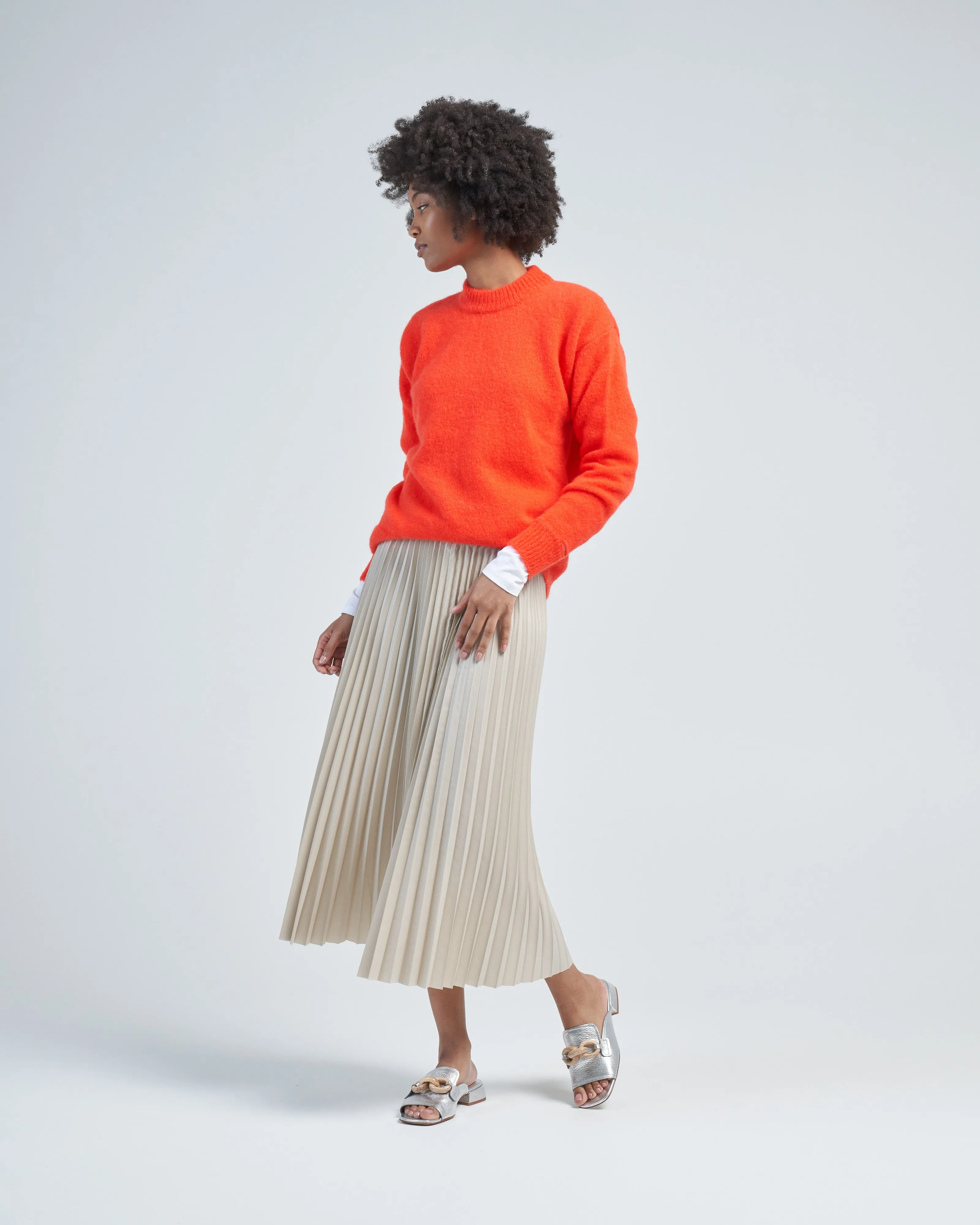 italian sporty nylon sunray pleated pull on skirt