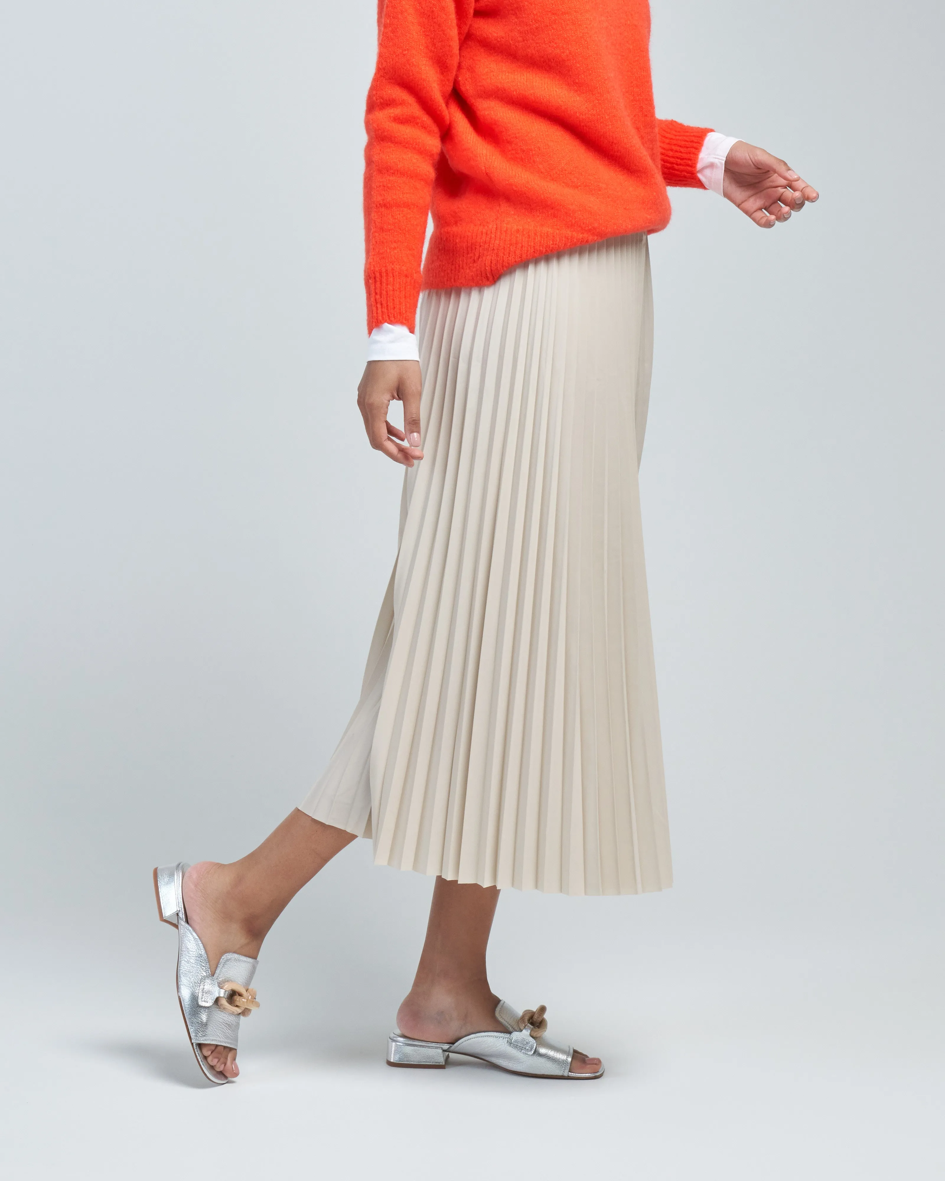 italian sporty nylon sunray pleated pull on skirt