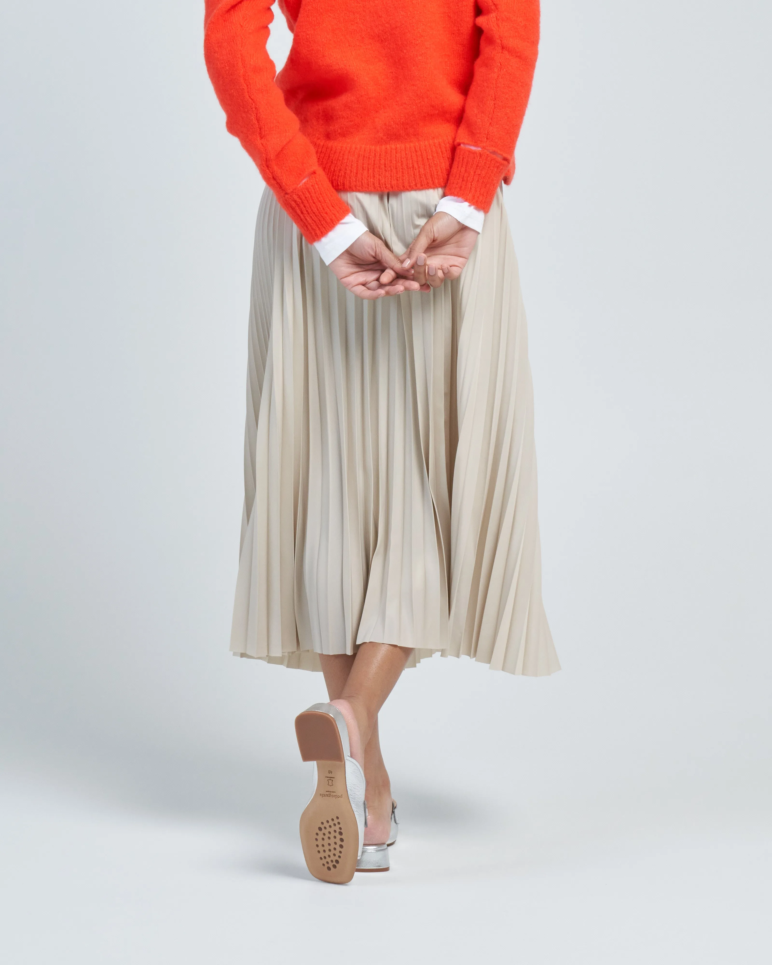 italian sporty nylon sunray pleated pull on skirt