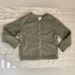 Joie Sage Green Boucle Sherpa Teddy Fleece Lined  Button Down Jacket - Medium