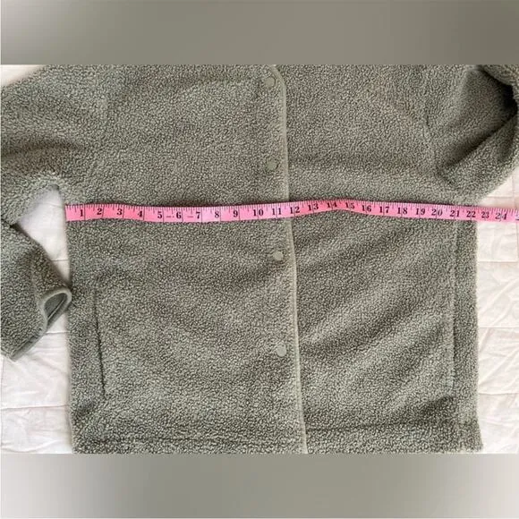 Joie Sage Green Boucle Sherpa Teddy Fleece Lined  Button Down Jacket - Medium