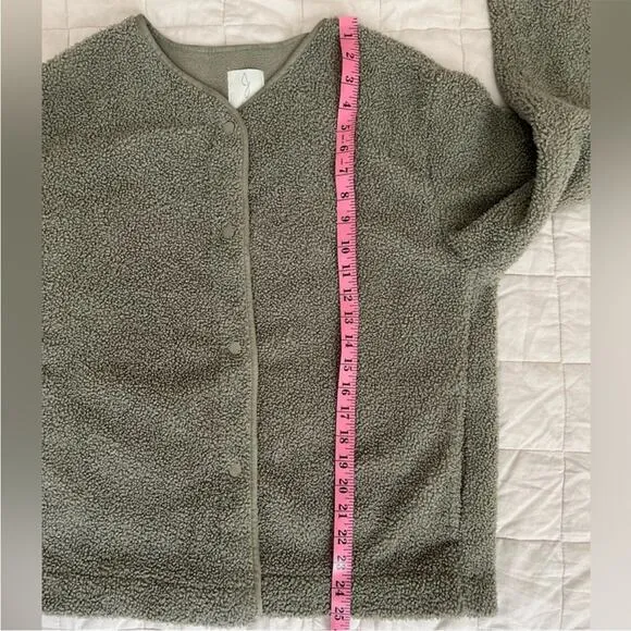 Joie Sage Green Boucle Sherpa Teddy Fleece Lined  Button Down Jacket - Medium