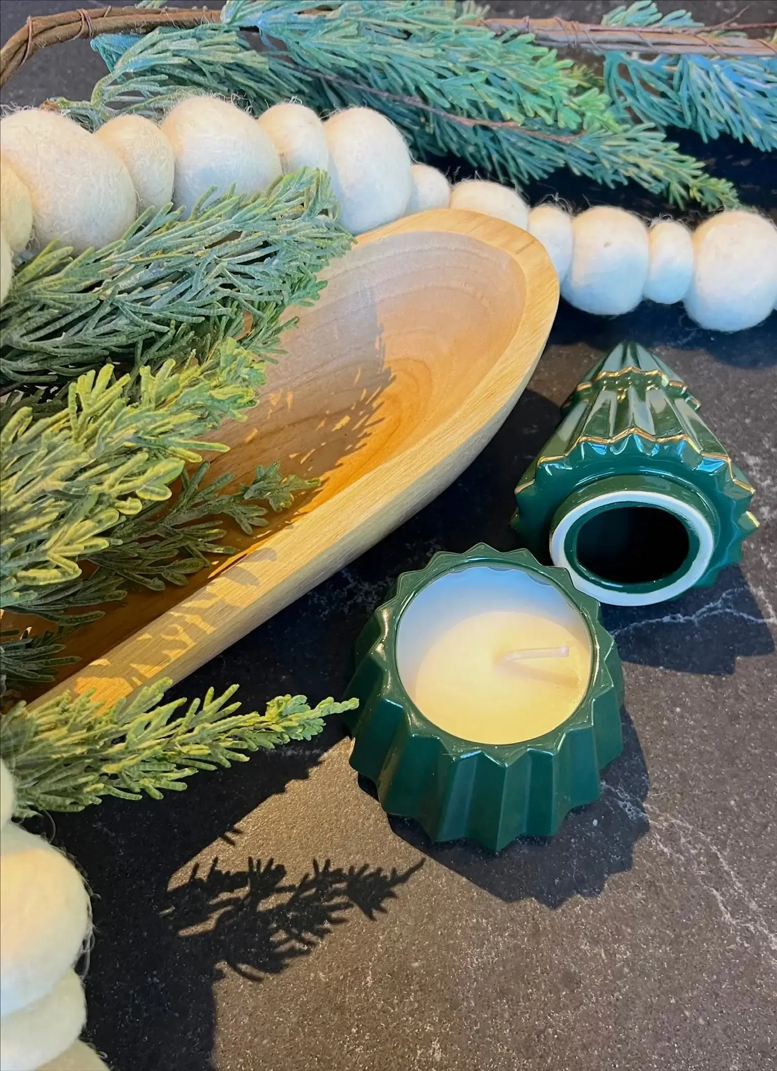 JUNIPER SPICE GILDED TREE CERAMIC CANDLE