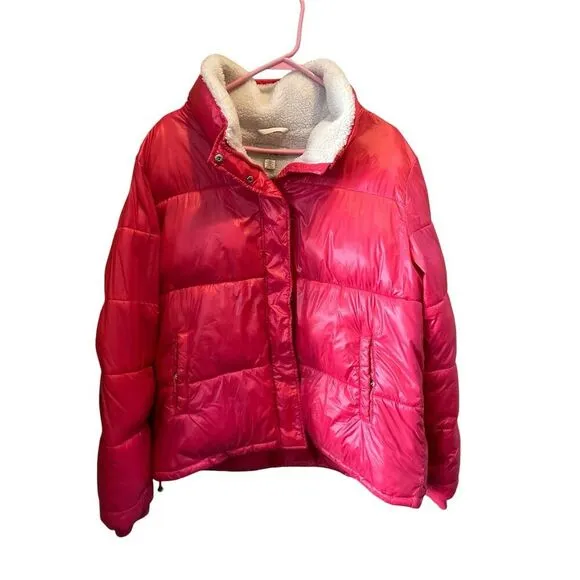 Koolaburra by UGG Women's Pink Sherpa Trim Puffer Jacket‎ Size XL