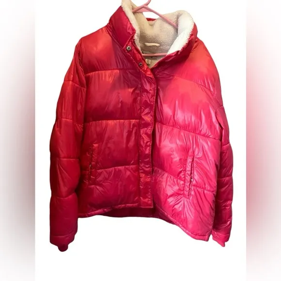 Koolaburra by UGG Women's Pink Sherpa Trim Puffer Jacket‎ Size XL