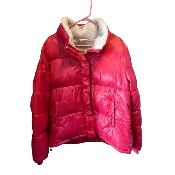 Koolaburra by UGG Women's Pink Sherpa Trim Puffer Jacket‎ Size XL