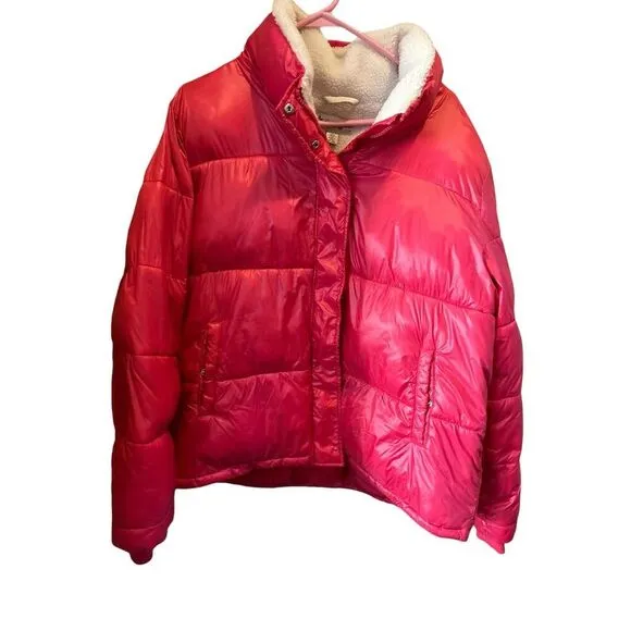 Koolaburra by UGG Women's Pink Sherpa Trim Puffer Jacket‎ Size XL