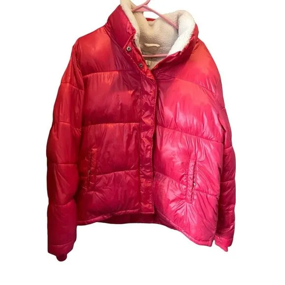 Koolaburra by UGG Women's Pink Sherpa Trim Puffer Jacket‎ Size XL