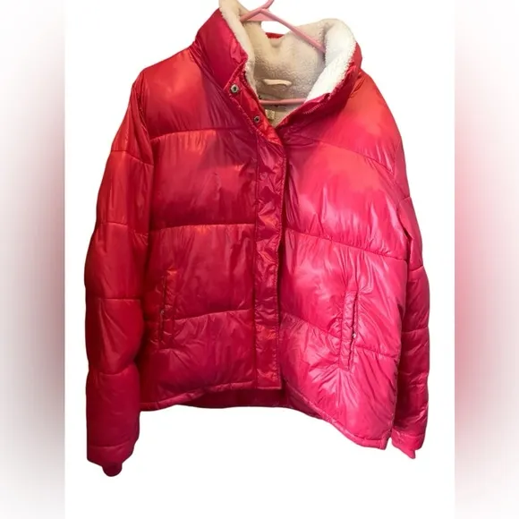 Koolaburra by UGG Women's Pink Sherpa Trim Puffer Jacket‎ Size XL