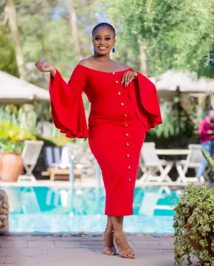Koteyo Midi Dress - Red