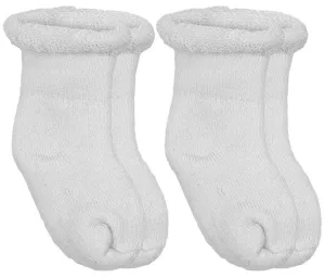 Kushies 2 Pack Terry Newborn Sock Set - White