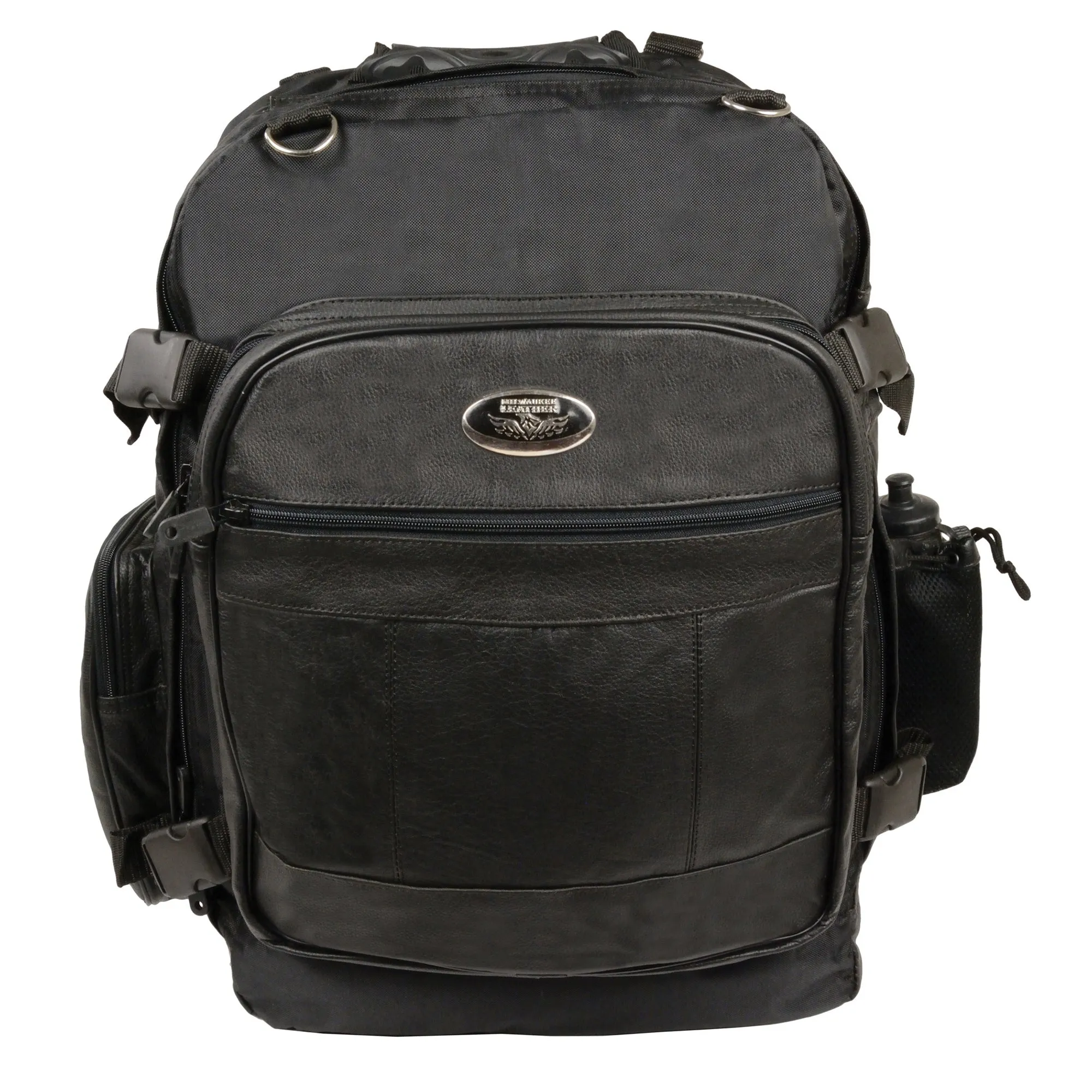 Large Leather & Textile Cruiser Sissy Bar Back Pack (15X22X7)