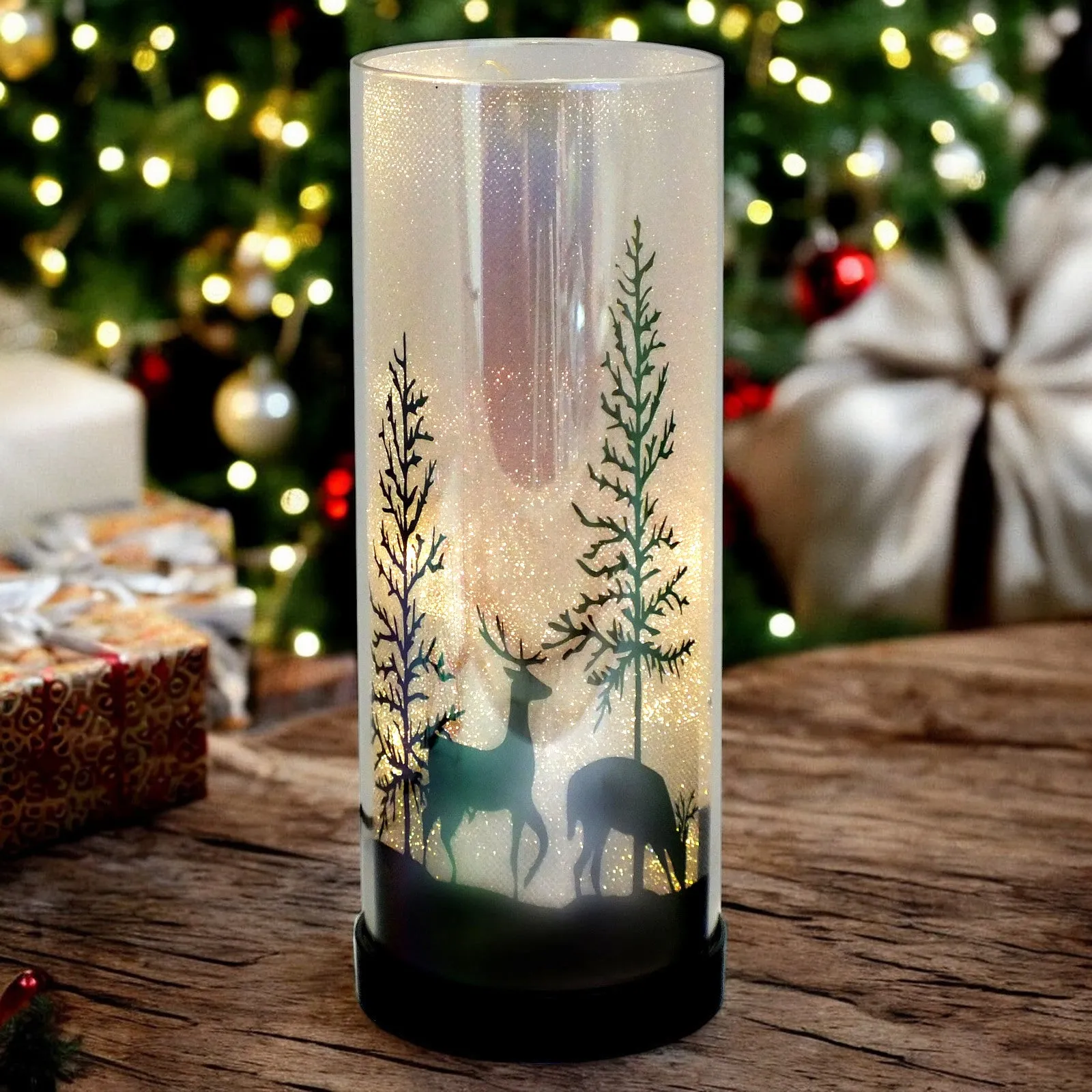 Large Luxa Sparkler Deer Park LED Christmas Lamp Xmas Light | Winter Forest Scene | USB or Battery Operated
