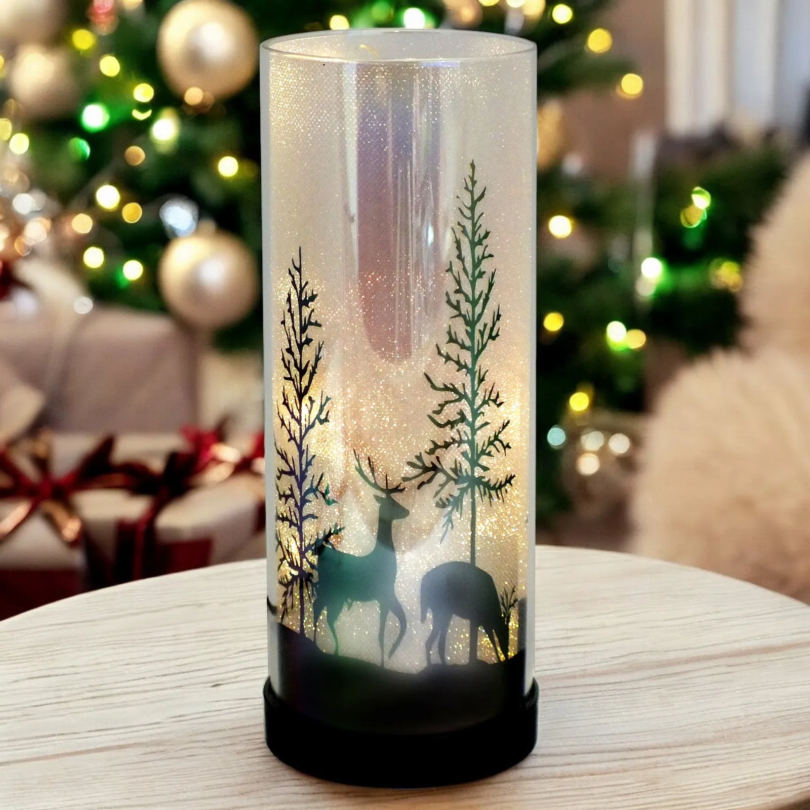Large Luxa Sparkler Deer Park LED Christmas Lamp Xmas Light | Winter Forest Scene | USB or Battery Operated