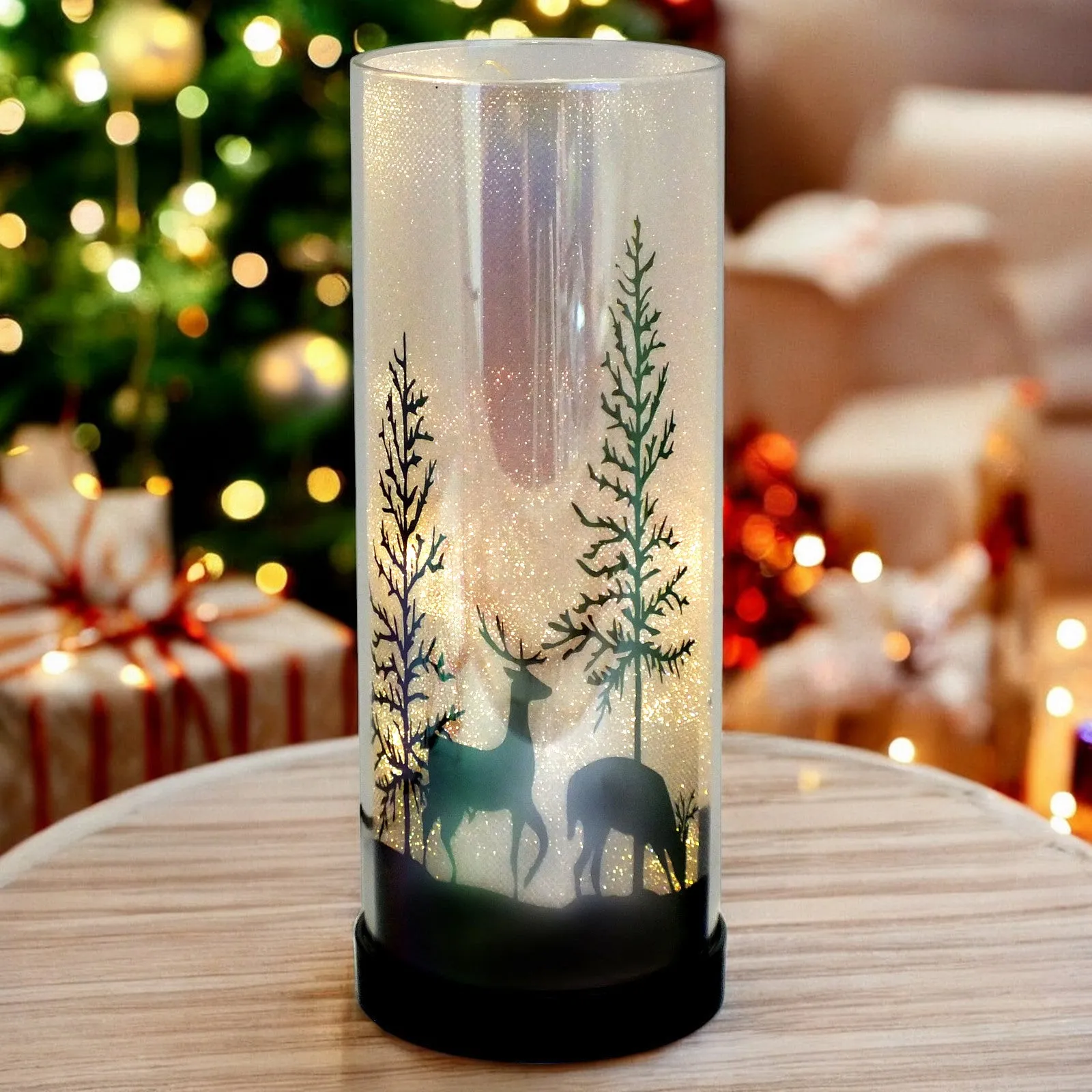 Large Luxa Sparkler Deer Park LED Christmas Lamp Xmas Light | Winter Forest Scene | USB or Battery Operated