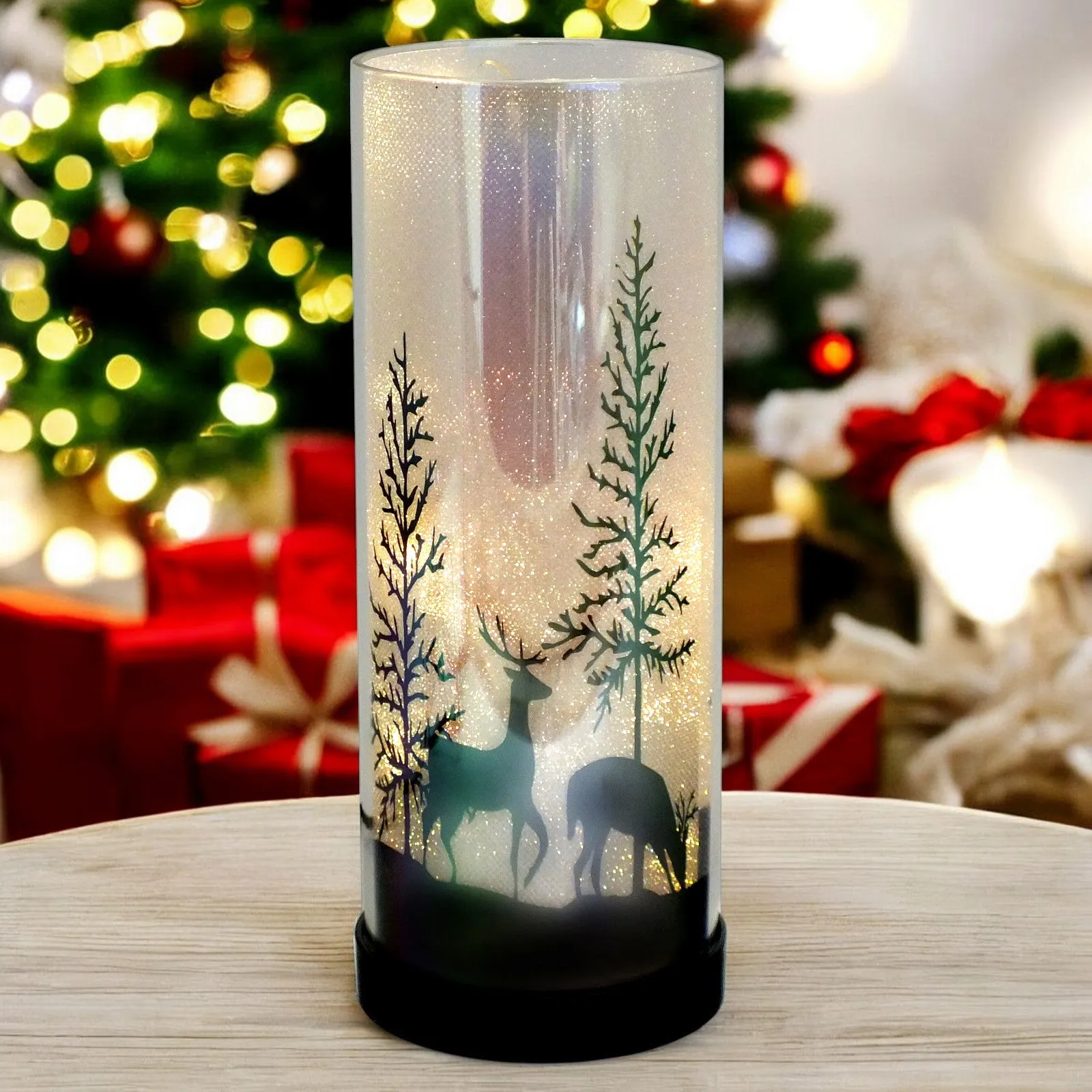 Large Luxa Sparkler Deer Park LED Christmas Lamp Xmas Light | Winter Forest Scene | USB or Battery Operated