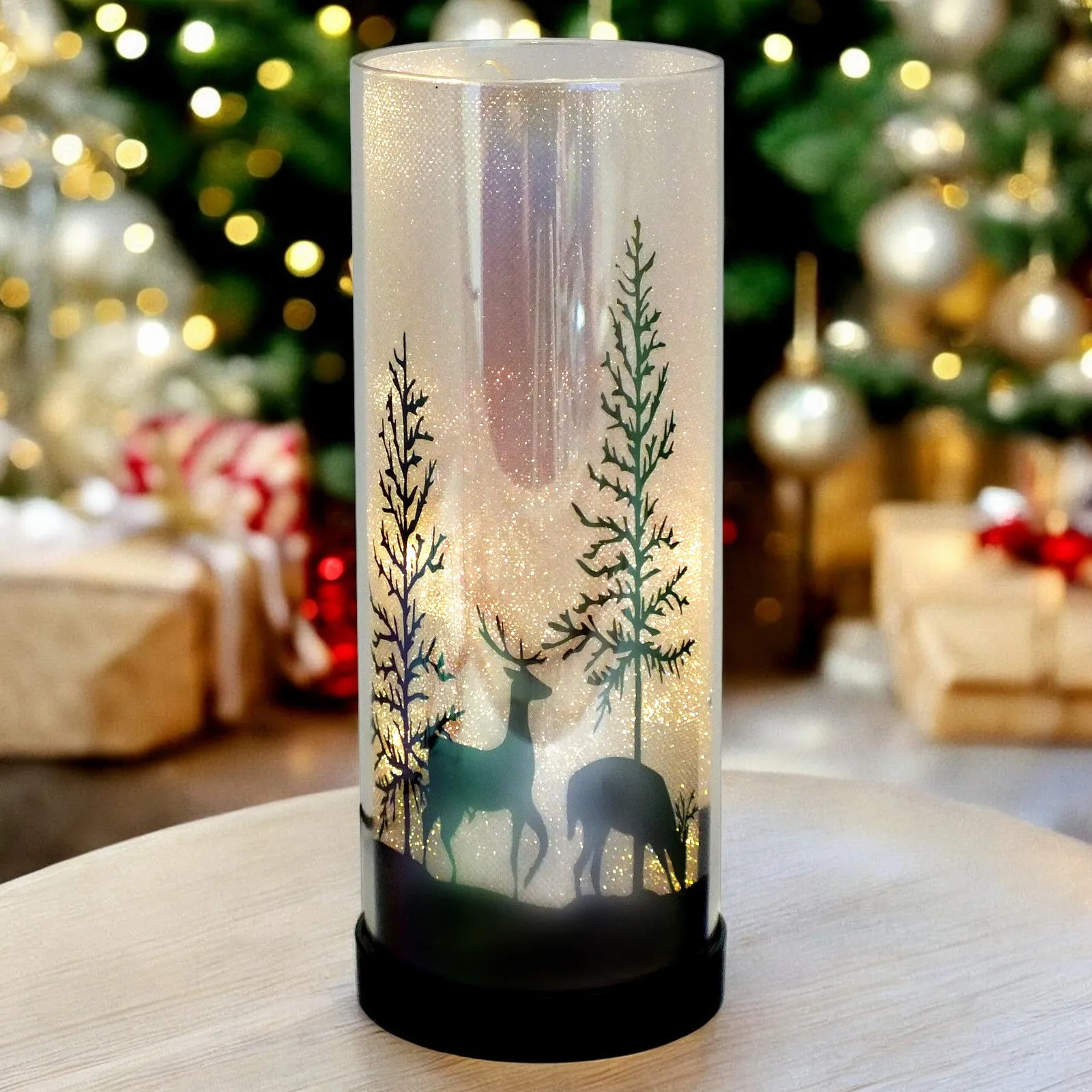 Large Luxa Sparkler Deer Park LED Christmas Lamp Xmas Light | Winter Forest Scene | USB or Battery Operated