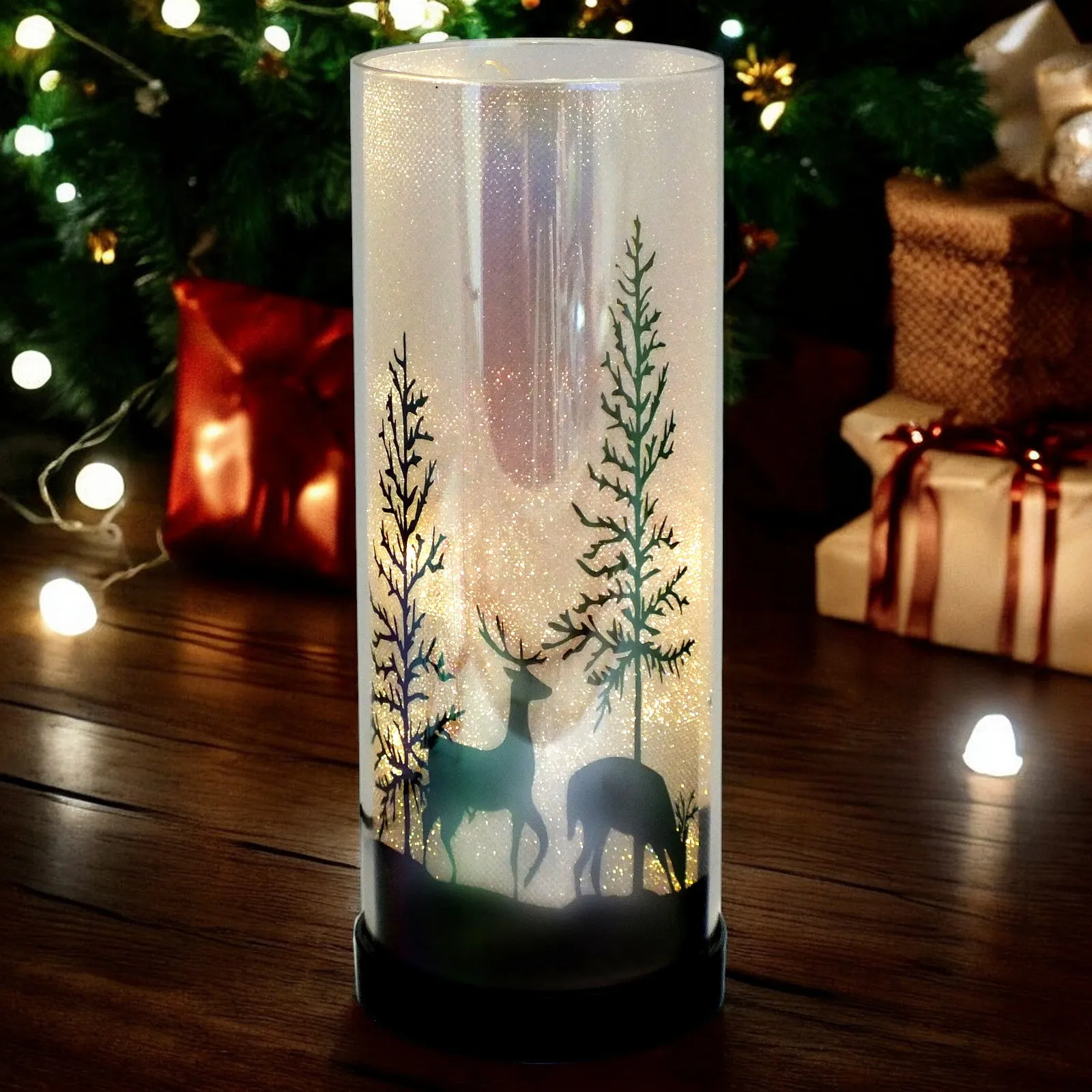 Large Luxa Sparkler Deer Park LED Christmas Lamp Xmas Light | Winter Forest Scene | USB or Battery Operated