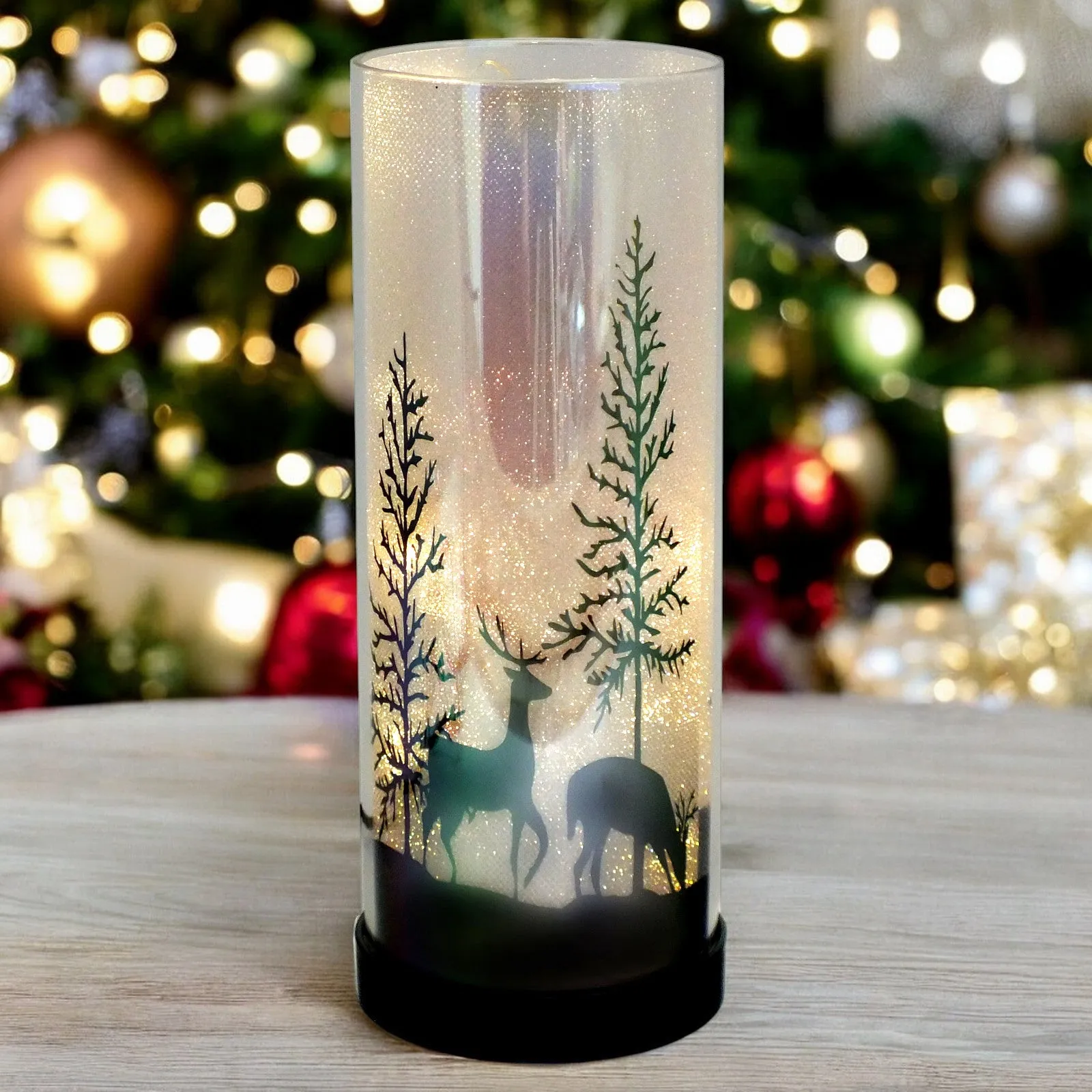 Large Luxa Sparkler Deer Park LED Christmas Lamp Xmas Light | Winter Forest Scene | USB or Battery Operated
