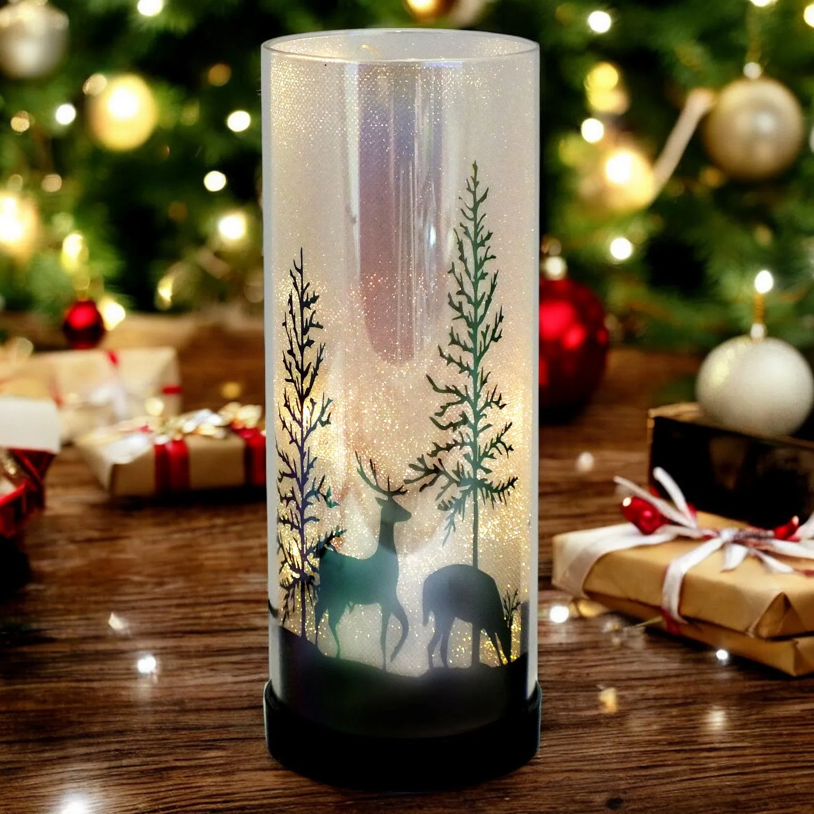 Large Luxa Sparkler Deer Park LED Christmas Lamp Xmas Light | Winter Forest Scene | USB or Battery Operated