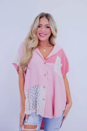 Linen & Lace Button Up Shirt By Oli & Hali