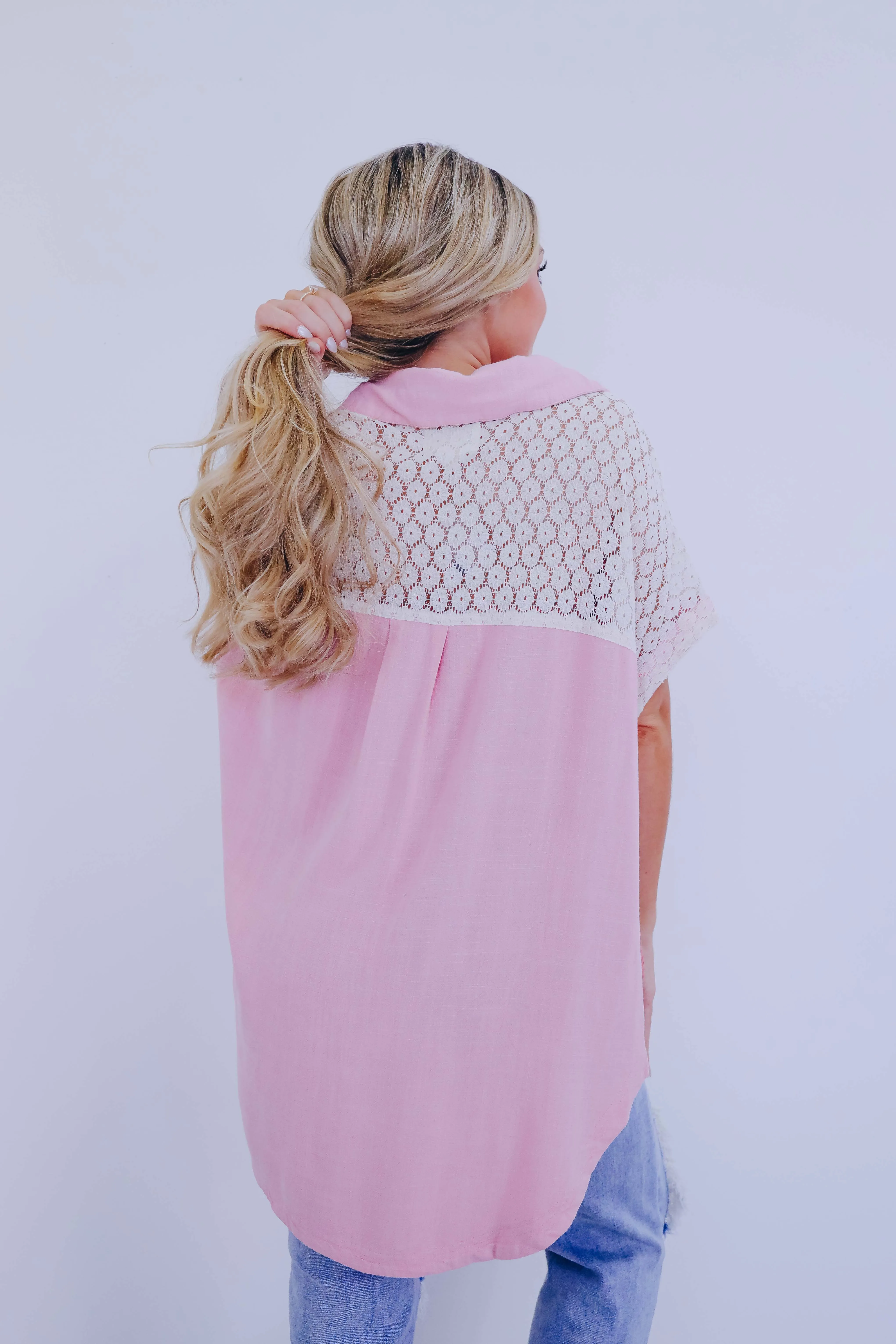 Linen & Lace Button Up Shirt By Oli & Hali