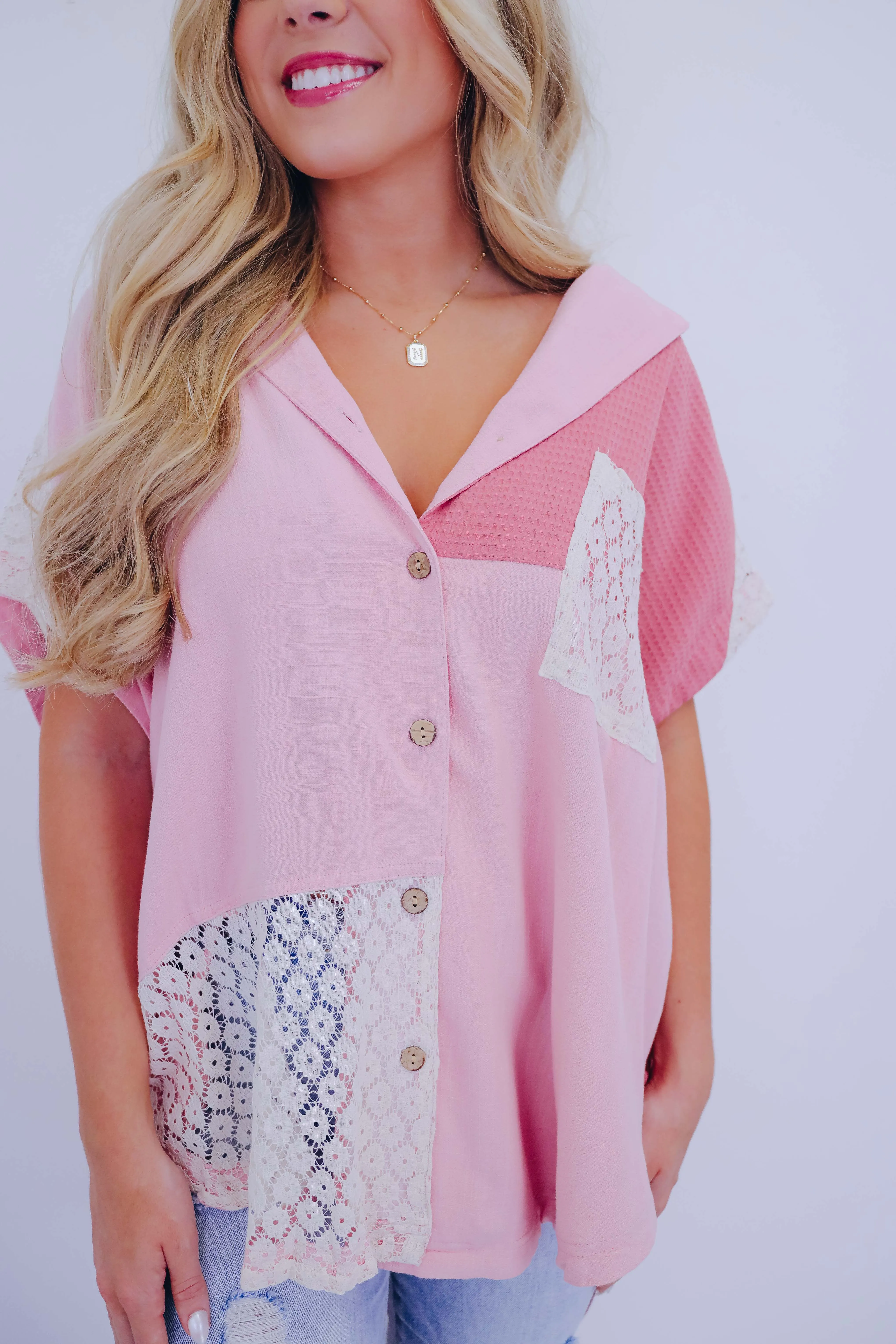 Linen & Lace Button Up Shirt By Oli & Hali