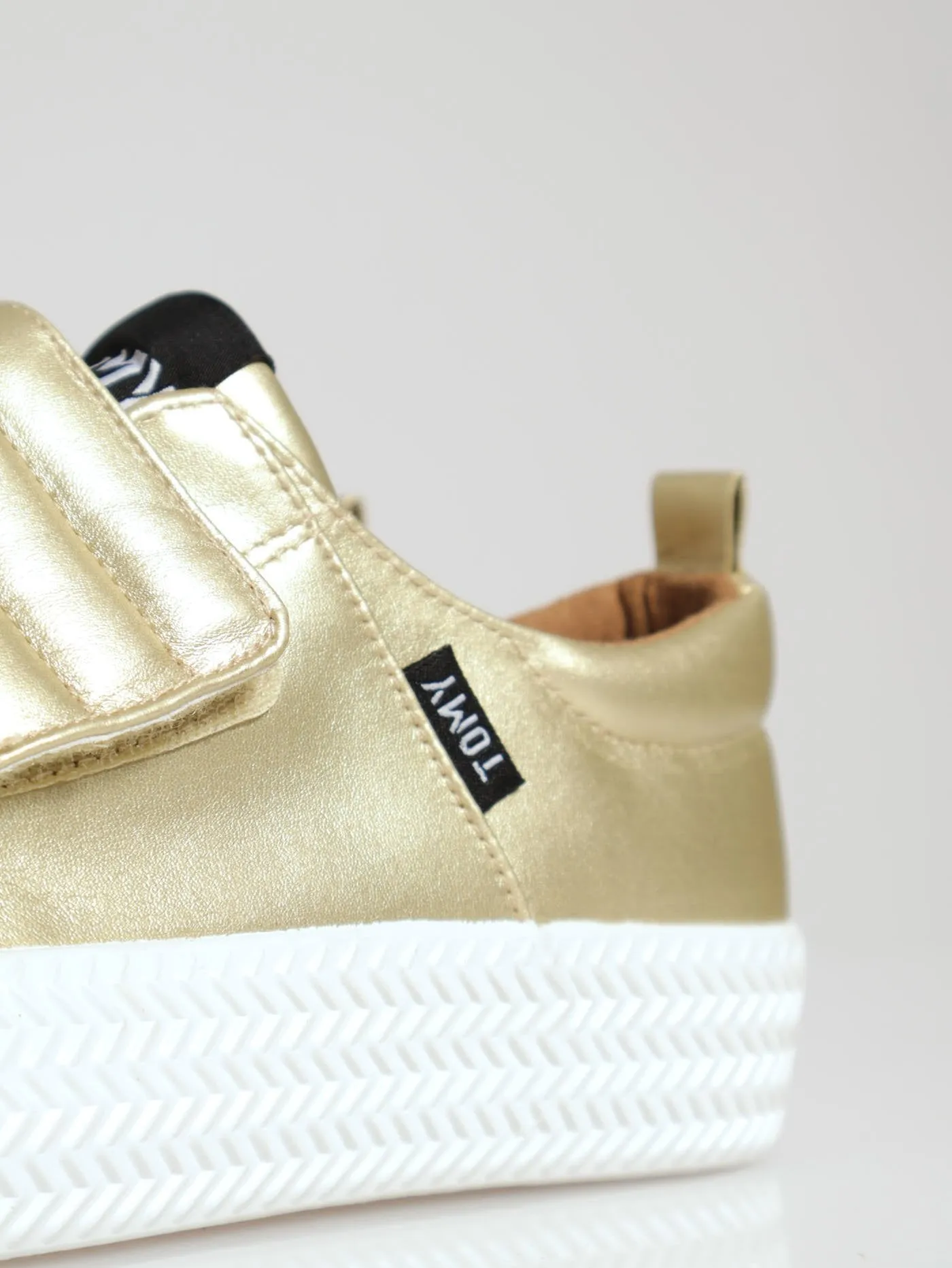 Low Cut Pu Platform Velcro Strap Sandal - Gold