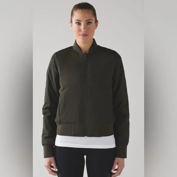 Lululemon Non-Stop Reversible Dark Olive Bomber |Size 4|