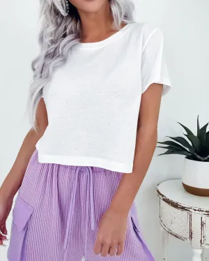 Maddie Boxy Crop Top - White