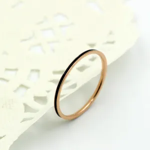 Martick Minimalist Ring 316L Stainless Steel With Black White Drop Oil Round Shape Jiont Ring For Lady Jewelry R32
