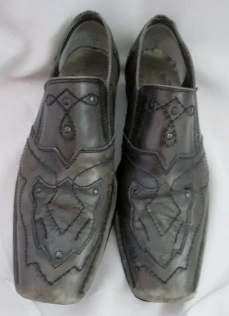 Mens LOUNGE MARK NASON Leather Stud Rockabilly Rocker Shoes 10.5 GRAY GREY