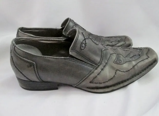 Mens LOUNGE MARK NASON Leather Stud Rockabilly Rocker Shoes 10.5 GRAY GREY
