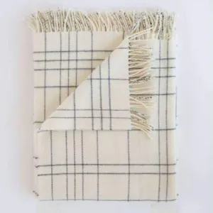 Merino Lambswool Throw | Checked Pearl