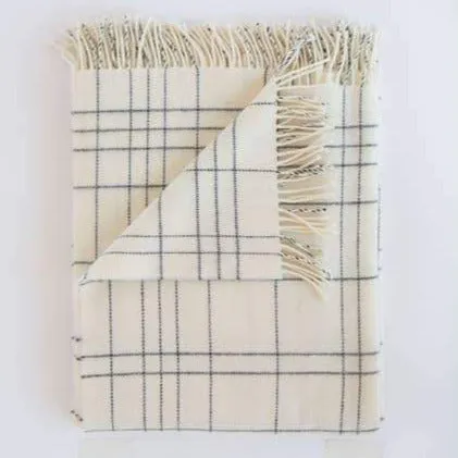 Merino Lambswool Throw | Checked Pearl