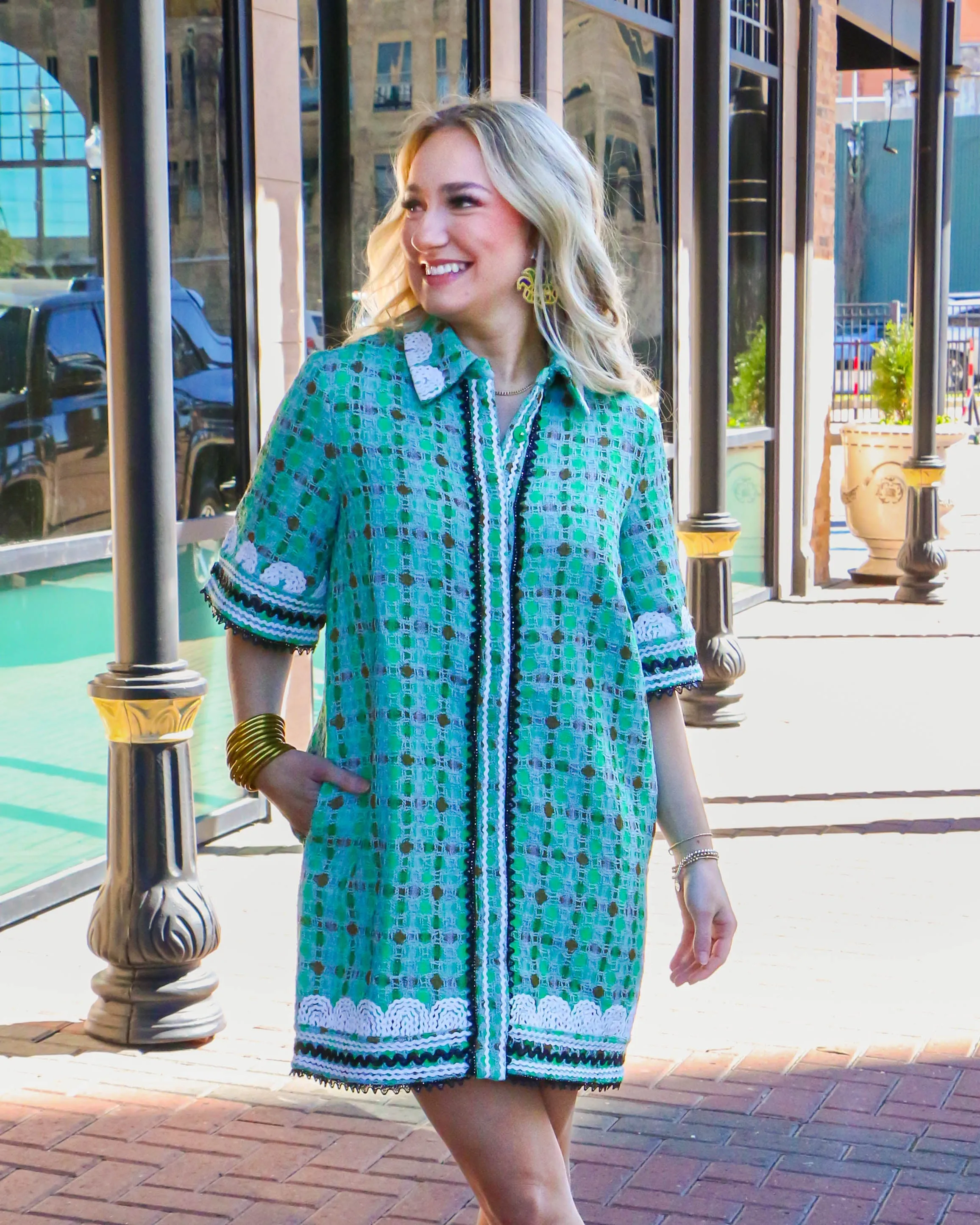 Mini Shirt Dress with RicRac Trim