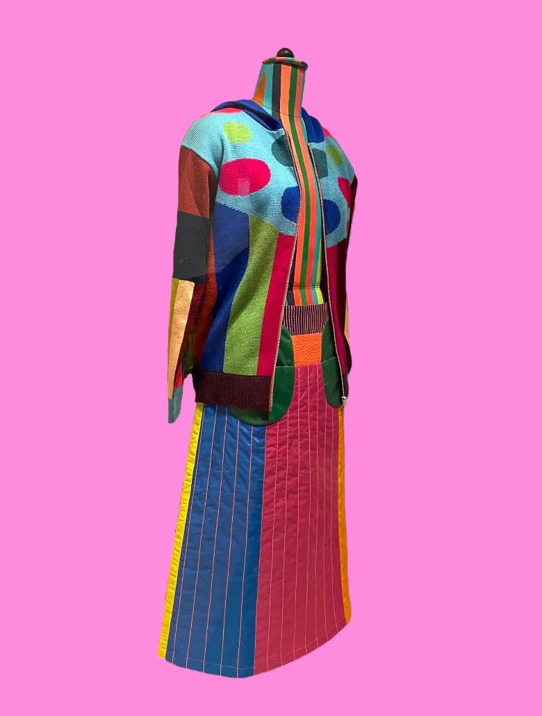 Multi Panel Quilted Ripstop Skirt