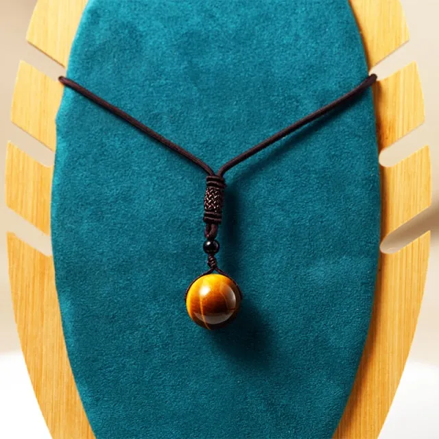 Natural Tiger Eye Stone Pendant Necklace