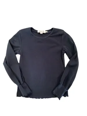 Navy Lettuce Trim Top..