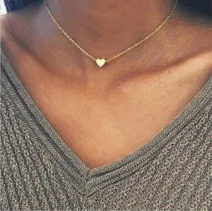 New Tiny Heart Necklace for Women SHORT Chain Heart Shape Pendant Necklace Gift Ethnic Bohemian Choker Necklace drop shipping